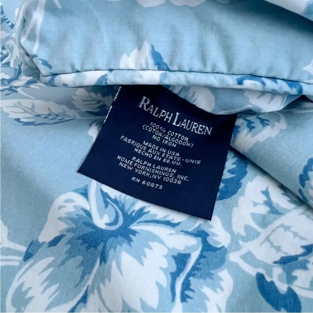 RARE Ralph Lauren Home MEADOWLAND Blue DUVET Cover Floral Rose FULL/QUEEN Cotton